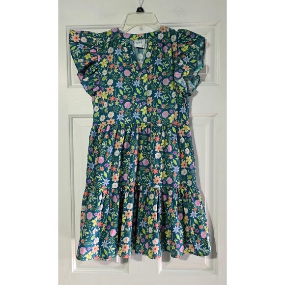 None Other - Shop The Mint Floral cotton dress Ruffle Sleeves Lined girls size 10/12